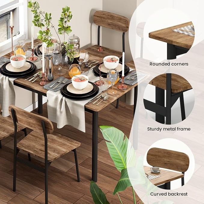 Hooseng Dining Room Table Set Dinner Table Set for 4 Breakfast Table Set for 4, Suitable Kitchen, Living Room, Breakfast, Small Spaces (1, Moon)