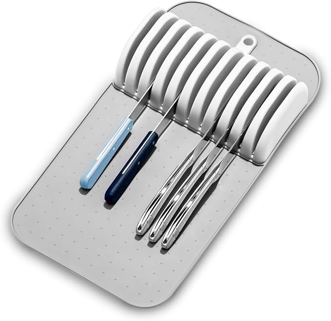 Madesmart Antimicrobial Classic Large Knife Mat Soft-Grip, Non-Slip Drawer, Long-Lasting Home Organization, EPA Certified, White