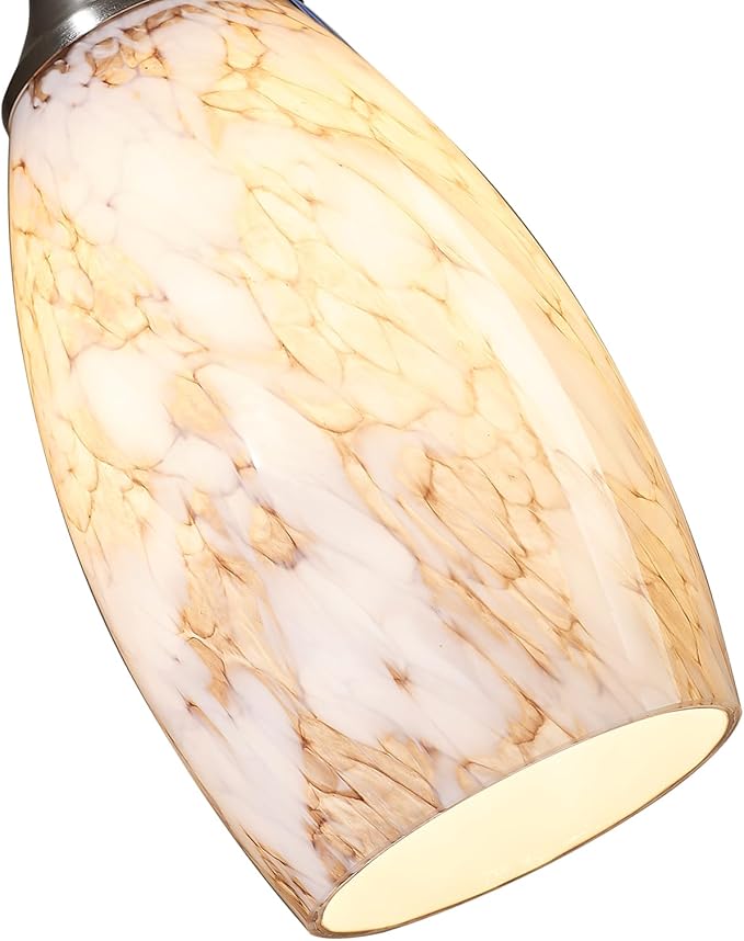 Mini Pendant Lights Kitchen Island Brown Ripple Glass Lamp Shade Hand Blown Glass Pendant Light with Brush Nickel Finish Adjustable Cord for Kitchen Over Sink Hallway,Dining Room,Stairs Way