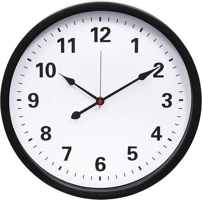 LEIKE Metal Wall Clock 14IN Black, Retro Silent Quartz Battery Operated, Decorative for Patio, Kitchen, Living Room, Bedroom, Pool