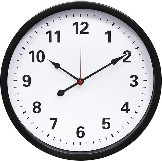 LEIKE Metal Wall Clock 14IN Black, Retro Silent Quartz Battery Operated, Decorative for Patio, Kitchen, Living Room, Bedroom, Pool