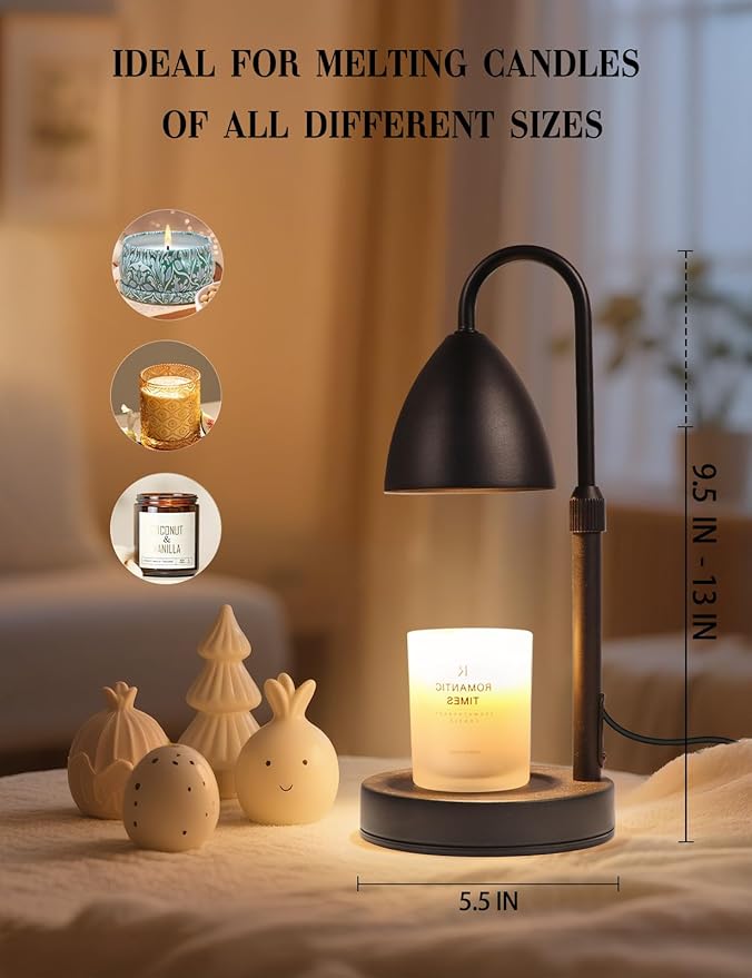 Candle Warmer Lamp with Timer Dimmable, Lamp Candle Warmer Birthday Gifts for Women, Black Adjustable Wax Melter Warmer for Jar Candles, House Warming Gift Home Decor
