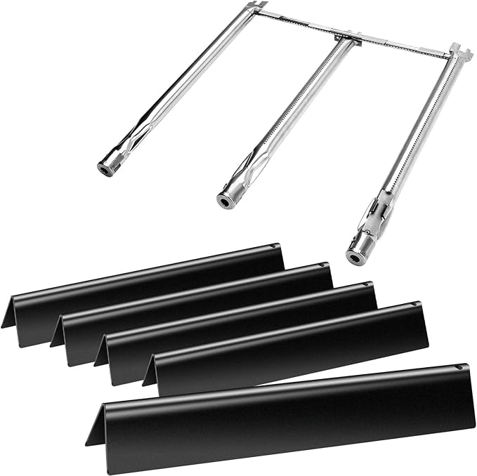 Flavorizer Bars 15.3 inch and Grill Burner Replacement for Weber Spirit 300 & Spirit II 300 Series Grills Parts Spirit 310, Spirit II 320 330 Grill Parts, Burner Tube Kit for Weber 7636 69787