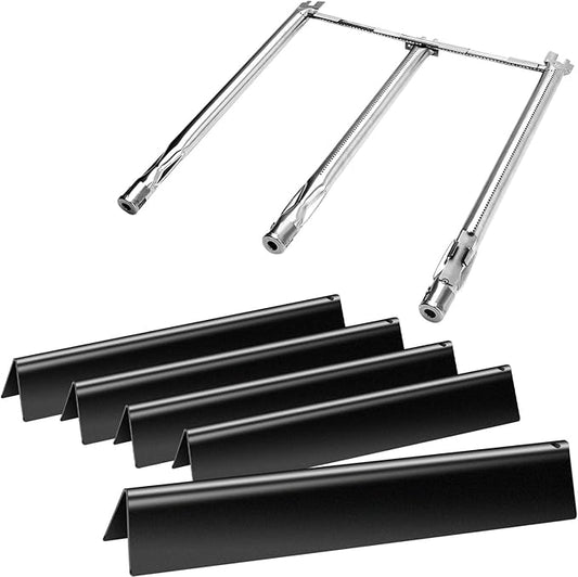 Flavorizer Bars 15.3 inch and Grill Burner Replacement for Weber Spirit 300 & Spirit II 300 Series Grills Parts Spirit 310, Spirit II 320 330 Grill Parts, Burner Tube Kit for Weber 7636 69787
