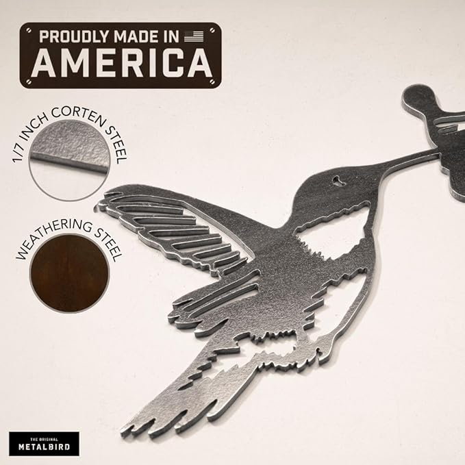 METALBIRD - Hummingbird - Outdoor Tree Ornaments in Corten Steel - Metal Art Proudly Made in The USA