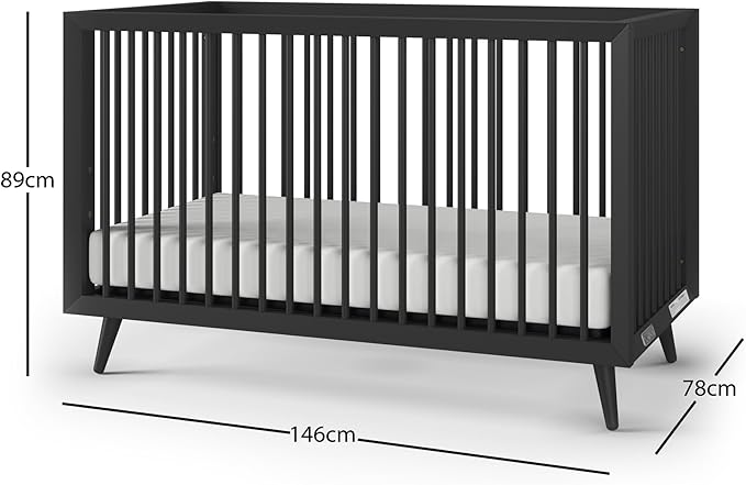 Child Craft Cranbrook 4-in-1 Convertible Crib, Baby Crib Converts to Day Bed, Toddler Bed and Full Size Bed, 3 Adjustable Mattress Positions, Non-Toxic, Baby Safe Finish (Ebony)