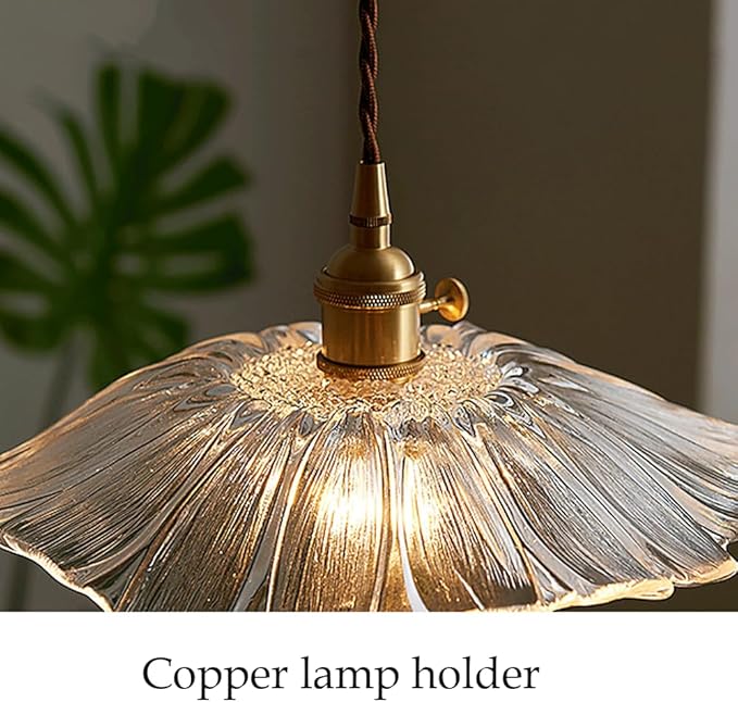 Glass Pendant Light Full Brass Modern Lighting Fixture Transparent Hanging Lamp E26 Socket 11 Inch Adjustable Pendant Lights for Kitchen Island Living Room Bedroom