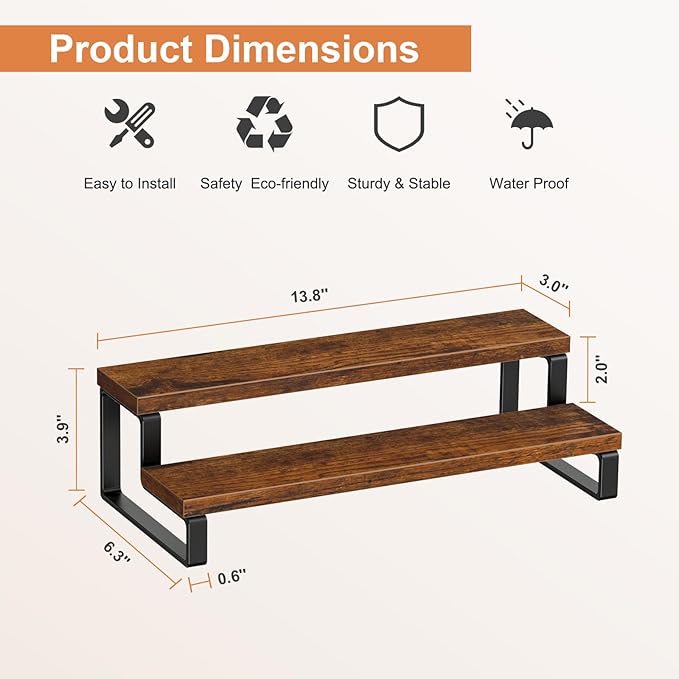 Giikin 2 Tier Display Riser Stand, Wooden Display Stand Perfume Organizer Stand Cupcake Stand Holder, Tiered Display Stand Risers Display Shelf for Home and Shop
