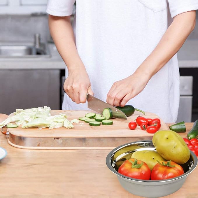 Morcte 4-Pack Stainless Steel Metal Prep Bowl, Mixing Bowl, 2 Quart