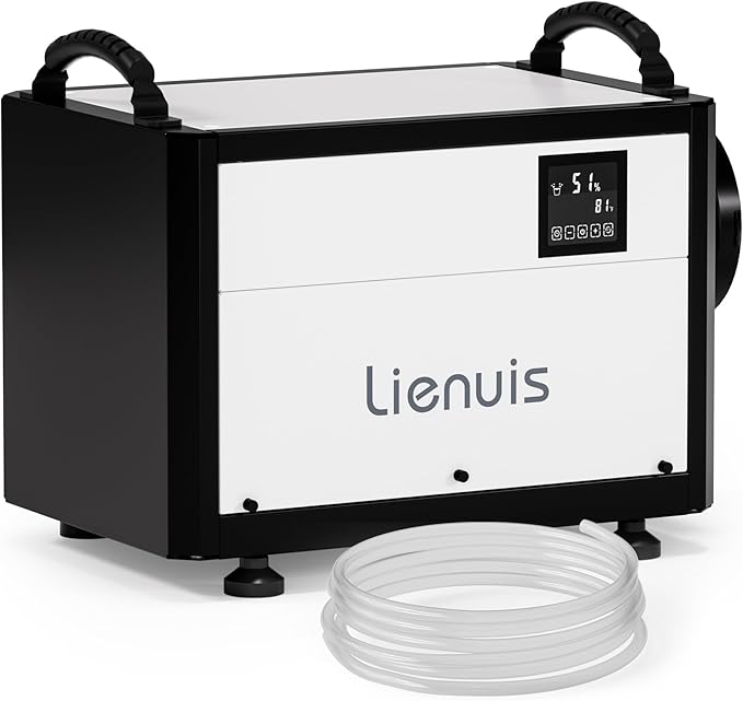 Crawl Space Dehumidifier with Drain Hose, Industry Water Damage Restoration, Auto Defrost, Memory Starting, Remote Control, CSA Listed, 110 Pints Commercial Dehumidifier for Warehouse Whole House