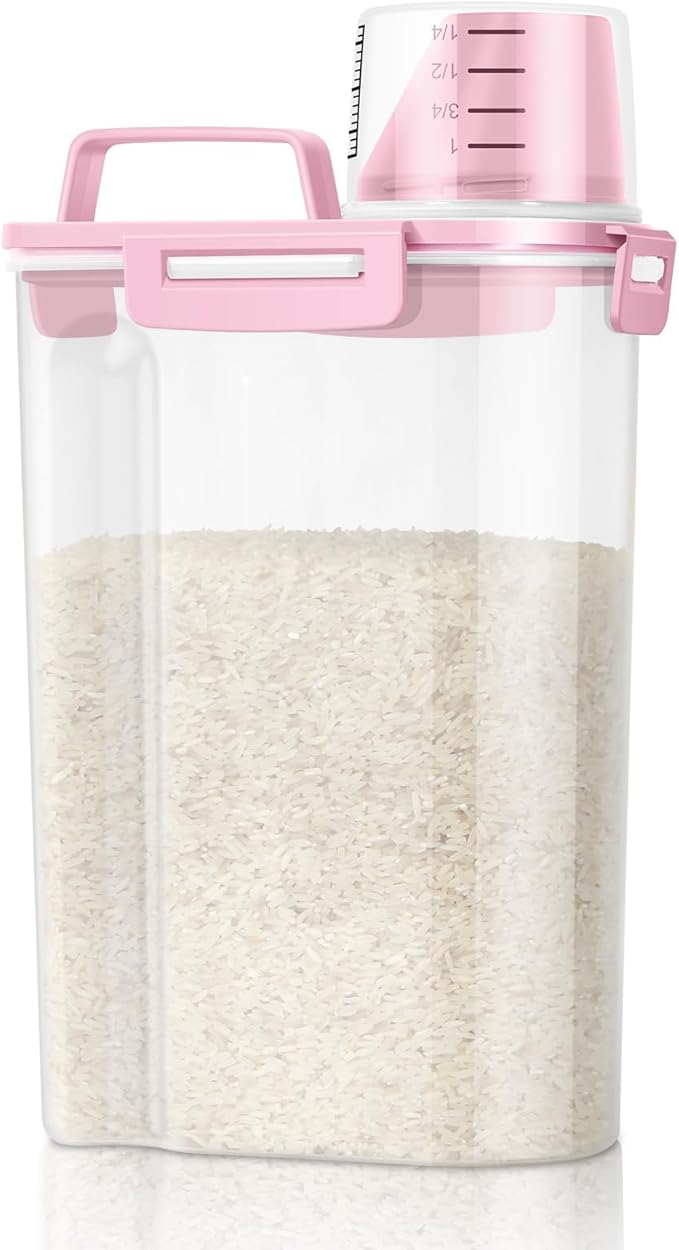 TBMax Rice Storage Container 5 Lbs, Small Airtight Dry Food Container for Flour Cereal Pasta Kitchen Pantry Organization -Red
