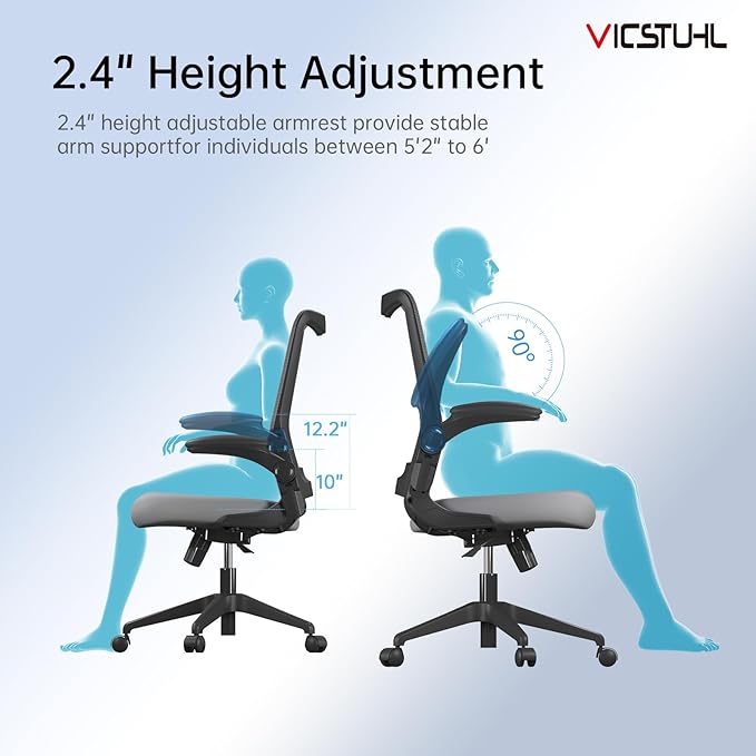 Ergonomic Office Desk Chair with Lumbar Support Flip-Up Adjustable Armrest 120° Rocking,Mesh Computer Chair for Home,Conference Room