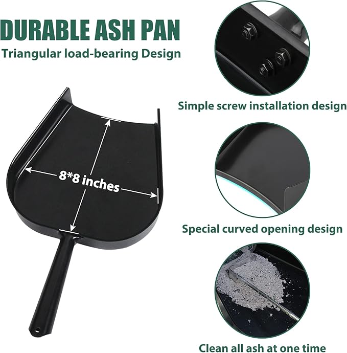 Grill Grate Lifter Gripper and Ash Tool Set for M/L Big Green Color Egg,Stainless Steel BBQ Ash Tool Poker and Ash Pan for Kamado Joe Classic