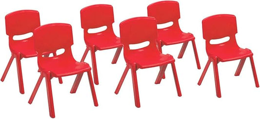 Costzon Plastic Stackable School Chairs, 6 Pack, Kids Learning Chairs with 11 inch Seat Height, Carrying Handle, Waterproof Children Chairs for Playrooms, Schools, Daycares and Home (6 Pack, Red)
