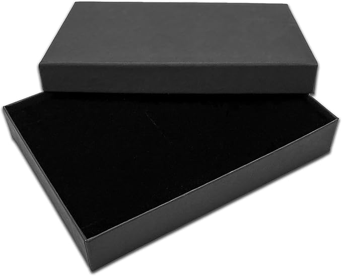 TheDisplayGuys - 12-Pack Cardboard Kraft Paper Jewelry Gift Boxes w. Velvet Padding - Necklace/Pendant - Matte Black - #53 (5.4" x 3.9" x 1.0")