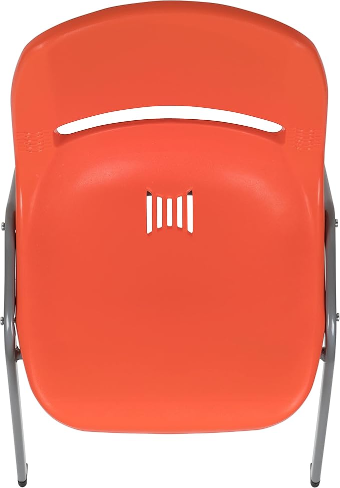 EMMA + OLIVER Orange Ergonomic Shell Student Stack Chair - Classroom Chair/Office Guest Chair