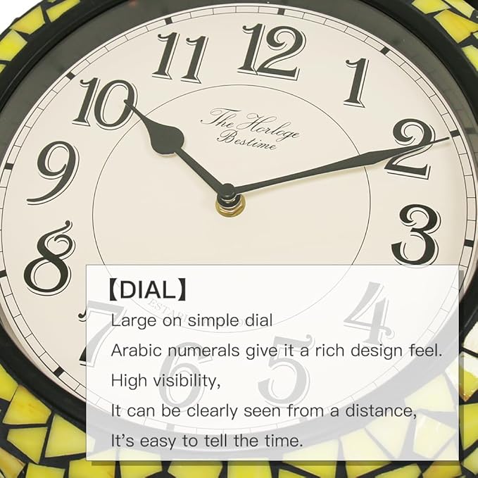 BESTIME 66298 Double Sided Wall Clock with Stained Glass.Dial: 10-Inch,Quiet,Easy Read,Retro Station,Antique Hanging Clocks for Garden,Home Decor,Indoor,Outdoor,Living Room.