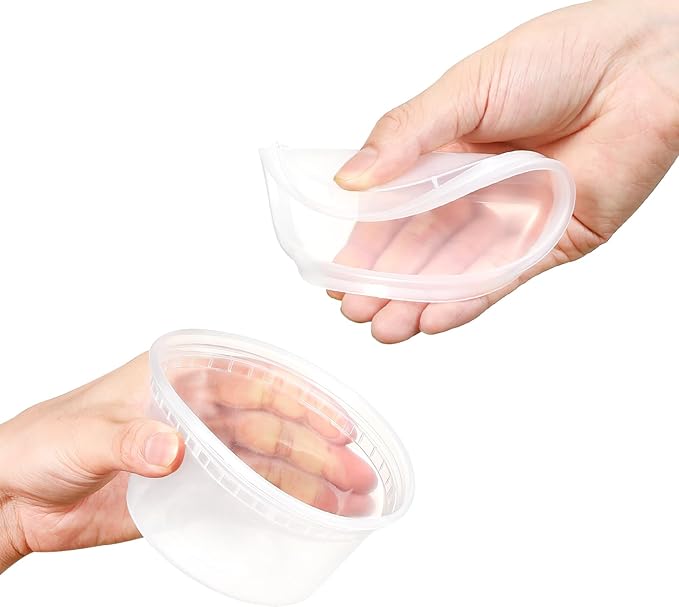 AOZITA 32 Sets 12 oz Plastic Deli Food Containers With Lids, Airtight Food Storage Containers, Freezer/Dishwasher/Microwave Safe, Soup Containers For Takeout Meal Prep Storage