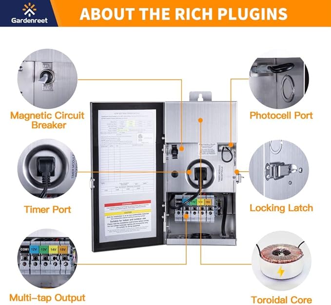 Brass Low Voltage Landscape Spotlights(6 Pack) Kit 12V LED with 150W Low Voltage Transformer and Mechanical Timer and 100 Feet Wire and 30Pack Connectors for Outdoor House Garden Patio