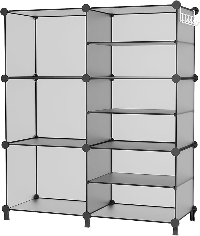 AWTATOS Closet Organizer 6 Cube Storage Shelves Portable Closet Clothes Organizers and Storage Stackable Cubby Shelving for Closet Bedroom Living Room Grey