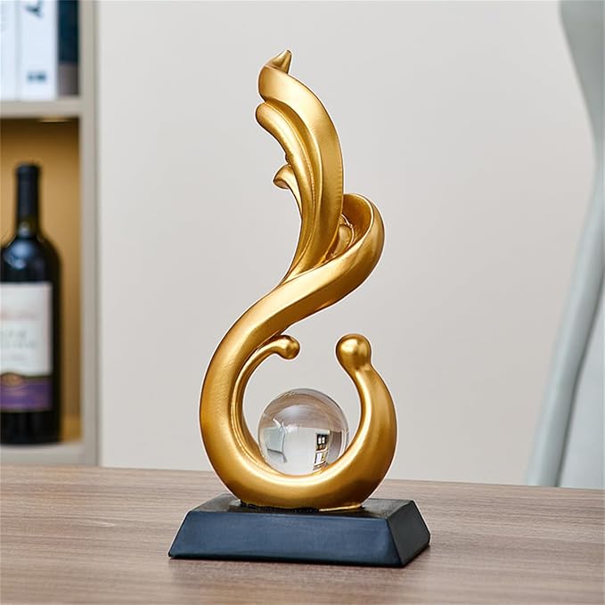AWNR Abstract Art Deco Decor Statues for Home,Shelves,Table,Living Room, Dining Room,Modern Sculpture Decoraciones of Homes for Sale (Gold A)