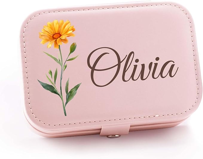 Personalized Jewelry Box Gifts for Women Custom Travel Jewelry Case Organization Leather Customized Birthday Anniversary Bridesmaid Gifts