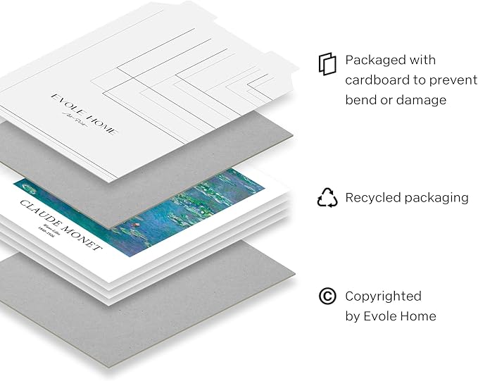 EVOLE HOME - Claude Monet Giclée Art Print Set of 4 Unframed 11x14 Inch Impressions on Premium Matte Art Paper for Home or Office Decor