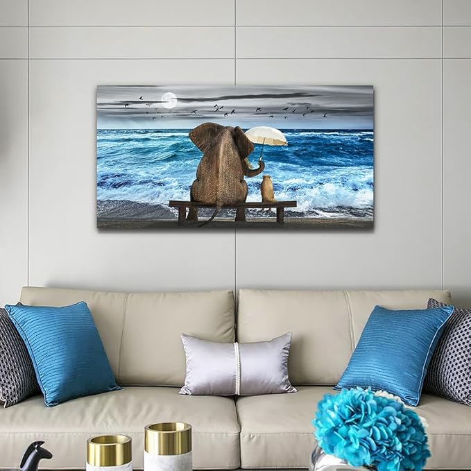 MHARTK66 Canvas Art - Abstract Ocean Beach Wall Decor For Living Room, Bedroom & Office