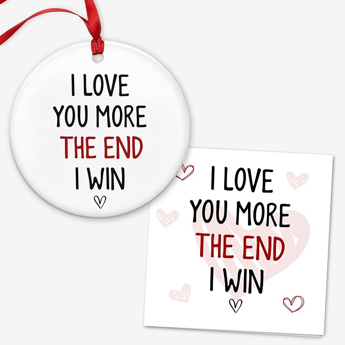 Christmas Couple Gifts for Girlfriend Boyfriend - Ceramic Christmas Ornaments 2025 for Tree Decorations - I Love You Gifts for Gf Him Her Women Men, Wife Husband Gift Ideas, Stocking Stuffers