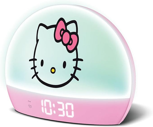 Hello Kitty Sunrise Alarm Clock - Multicolor Lights, USB Charging, LED Display, and Snooze Function