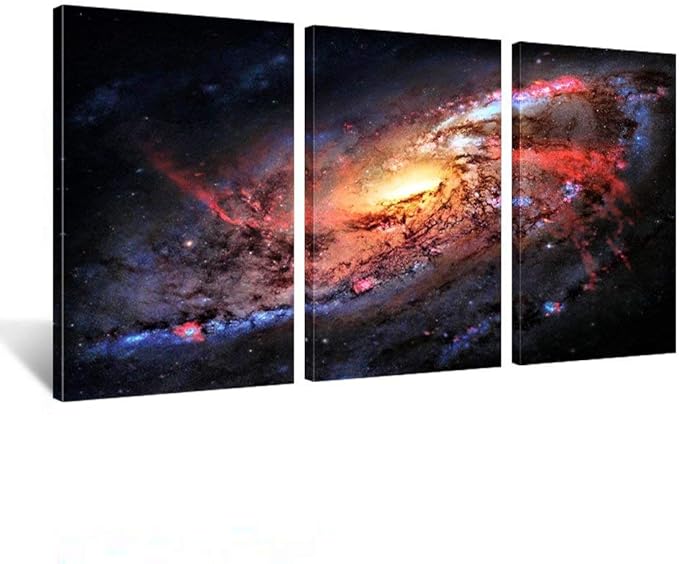 KREATIVE ARTS - Space and Universe Stretched Canvas Print - Space Landscape Paintings Wall Art Decor Universe Galaxy Stars 3 Piece Picture Print on Canvas for Modern Home Decoration Ready to Hang
