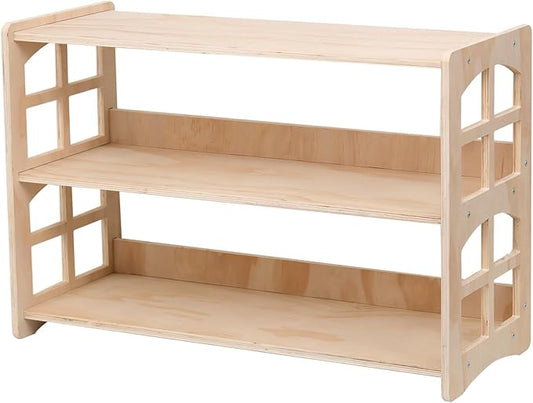Montessori Bookshelf Toy Shelf Kids Storage Organizer for Toys Book Shelves for Kids Room Sturdy and Safe Toddler Wood Classroom Furniture Bookcases (3Tier)