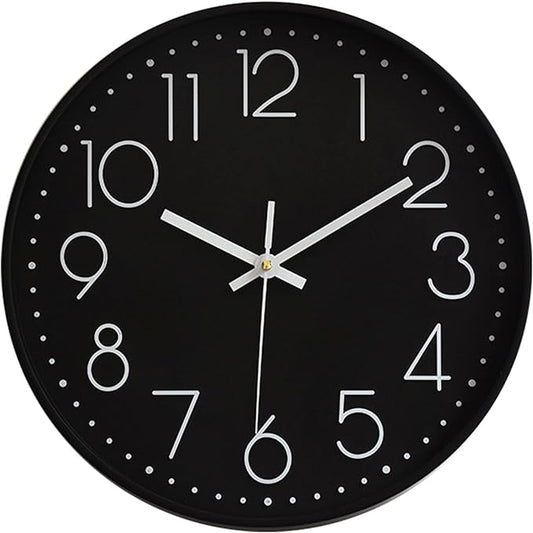 Kitchen Wall Clocks Vintage Style Non-Ticking Wall Clock Battery Operated Quartz Analog Silent Movement Large Decorative Clock Arabic Numerical for Home Office Decor 12 Inch - Black 2