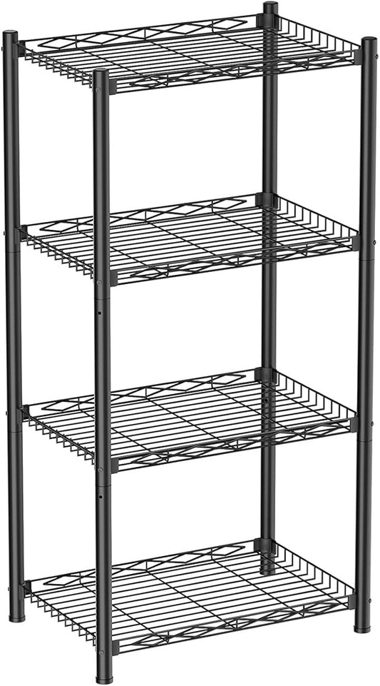 VETALLO 4 Tier Metal Shelving Unit Storage Shelves Rack Utility Small Stand Wire Shelf Cart Organizer for Home Kitchen,Garage,Narrow Pantry,Closet,Laundry,Bathroom(16.6" L x 11.8" W x 40" H)