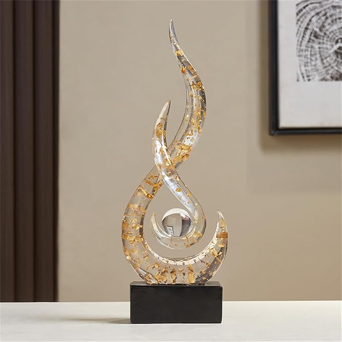 AWNR Abstract Art Deco Decor Statues for Home,Shelves,Table,Living Room, Dining Room,Modern Sculpture Decoraciones of Homes for Sale (Transparent Gold)