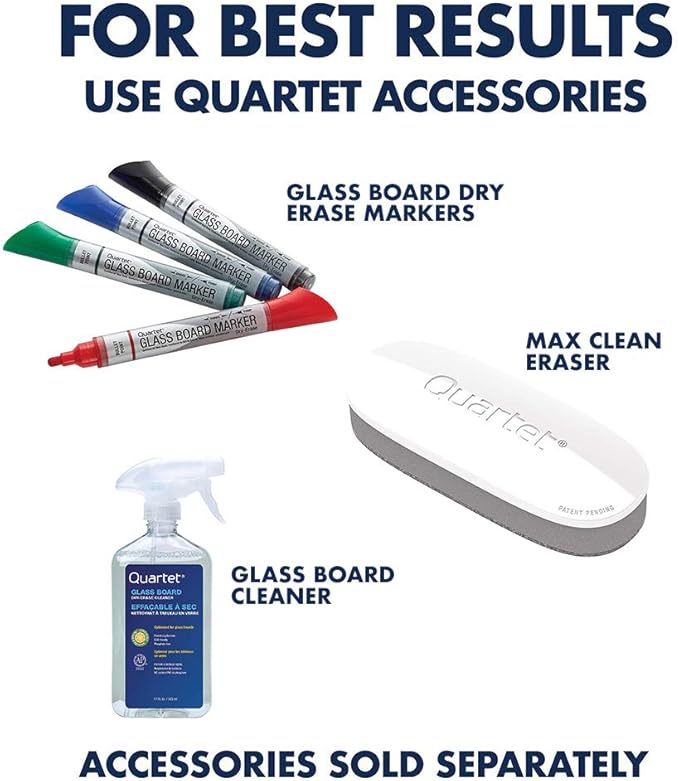 Quartet Non-Magnetic Glass Dry Erase White Board, 72"W x 48"H Whiteboard, Infinity Frameless Mounting, White Surface (G7248NMW)