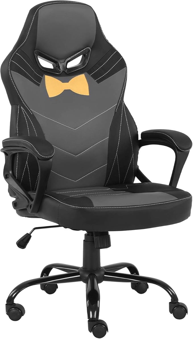 Modern-Depo Ergonomic Gaming Chair for Teenagers Juniors, High Back Swivel Racing Computer Chair, Height Adjustable Gaming Chair, Soft Padded Armrest, Black Grey