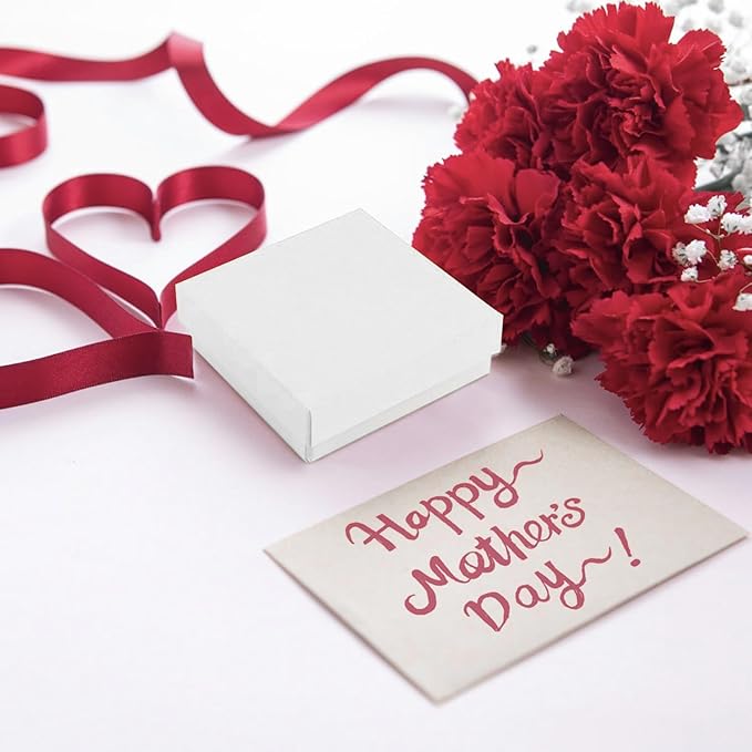 Gift Box Necklace Earring Ring Box Gift Box,12 Pieces Square Cardboard Jewelry Gift Boxes,Cotton Filled Cardboard Paper Jewelry Box Gift Case (3.5x3.5x1.25 Inches) (White)