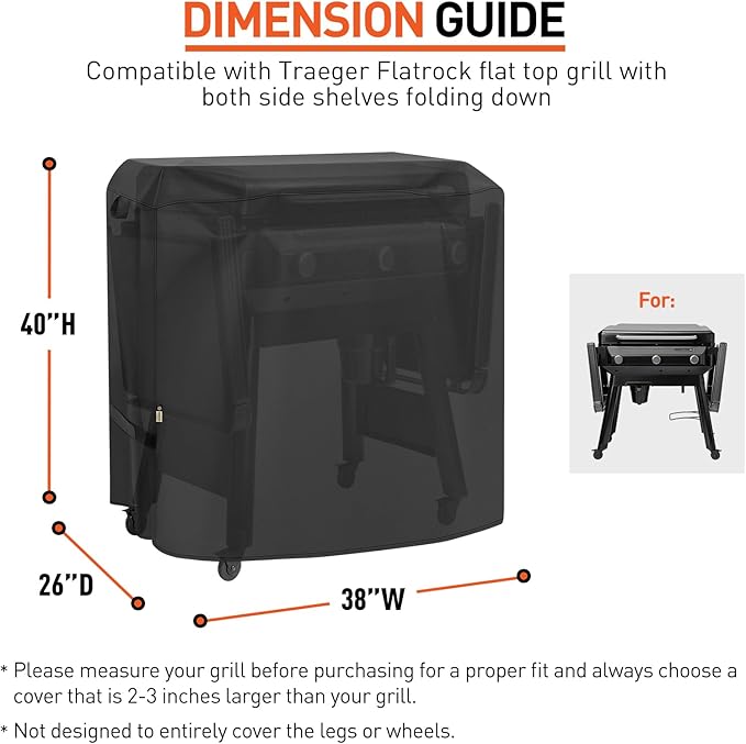 Grill Cover Compatible with Traeger 33-Inch Flatrock Flat Top Gas Griddle, Heavy Duty Waterproof Outdoor BBQ Cover Full Length Weatherproof Grill Accessory BAC751
