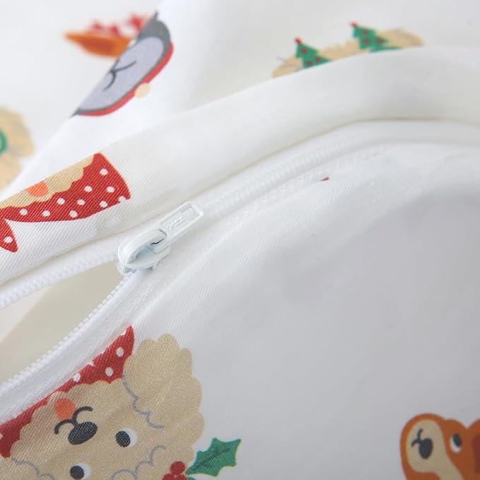 Ivellow Queen Duvet Cover Set Dog Animal White 100% Cotton Duvet Cover for Kids Cute Bedding Set 3Pcs Ultra Soft Breathable Kids Duvet Cover Patterned Cartoon Comforter Cover Boys Girls Toddler Teen