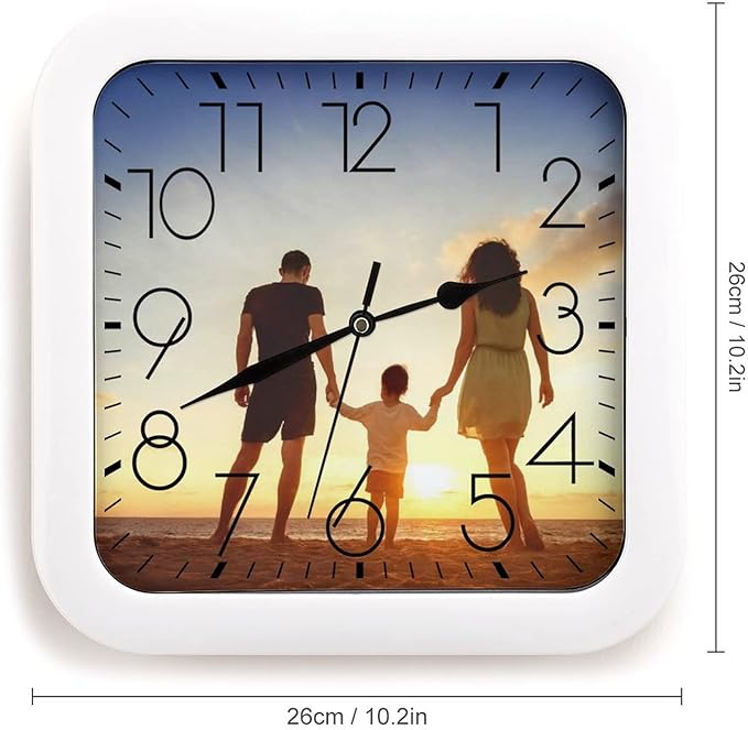 Custom Wall Clock, Personalized Wall Clock with Photo/Image Text Non-Ticking Clock Silent Customized Digital Wall Clocks Customized Gift for Living Room Kitchen Bathroom Home Decor