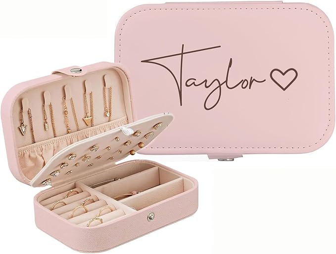 Personalized Jewelry Box Gifts for Women Custom Travel Jewelry Case Organization Leather Customized Birthday Anniversary Bridesmaid Gifts