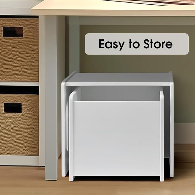 Kids Table and Chair Set,Montessori Weaning Table and Chair,Natural Bamboo Small Desk Chair,Toddler Activity Table and Chair Set for 1-3 Year Old Kids Dinner,Reading,Playing Toys,CPC Certified, White