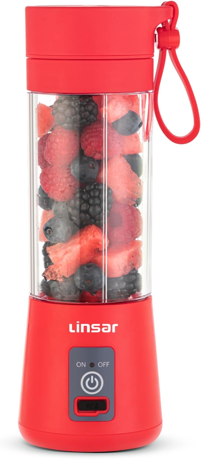 Portable Blender (Red) for Shakes and Smoothies with Durable Stainless Steel Blades for Powerful Blending Performance, USB Rechargeable for Office, Gym, Kitchen and travel