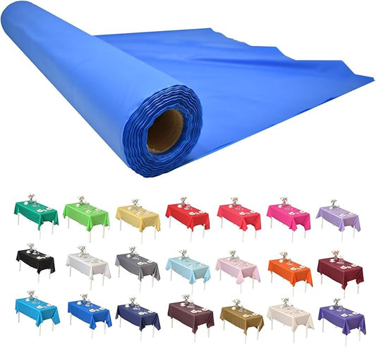Craft And Party, Royal Blue Plastic Table Cover Roll - 40in X 100 feet Heavy Duty Plastic Banquet Table Cover Roll. (Royal Blue)