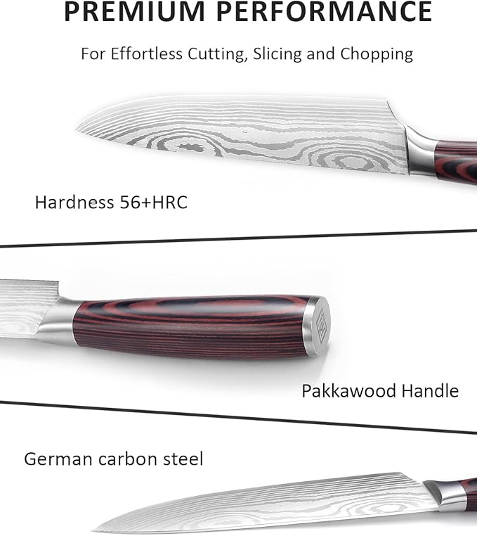 PAUDIN Chef Knife - 9 Inch Sharp Kitchen Knife with Sheath, High Carbon Stainless Steel Japanese cooking knives with Ergonomic Handle, Premium Gift Box