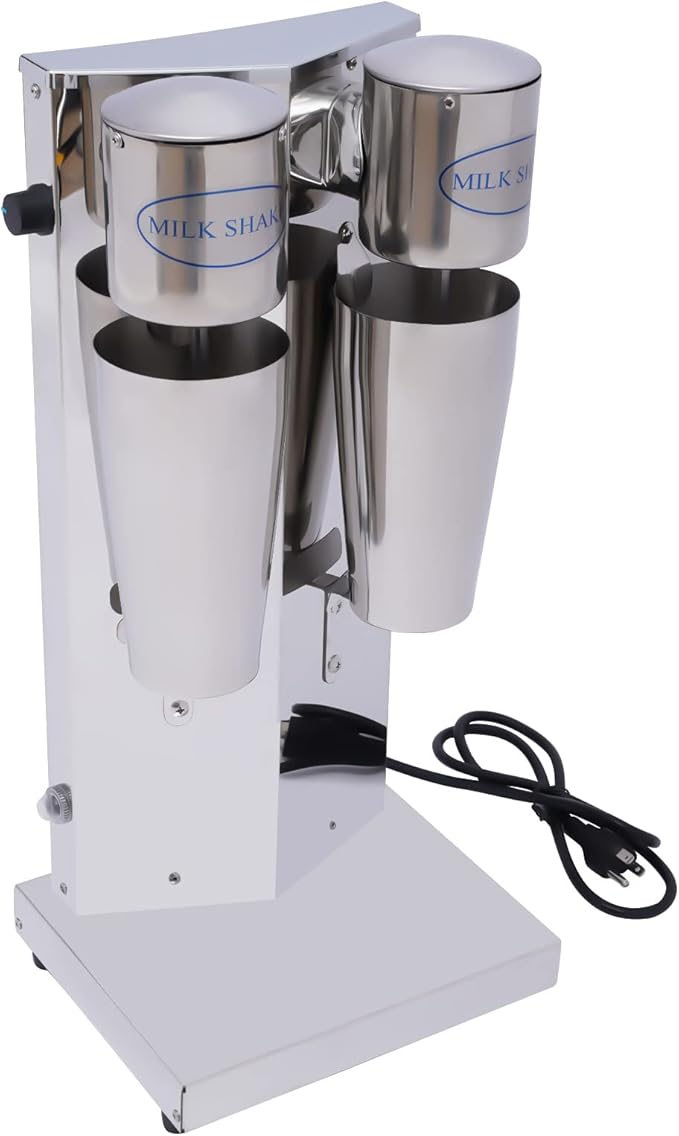Electric milkshake machine with two heads Milkshake machine, commercial stainless steel Milkshake machine with double-head drink stirrer Household milkshake machine for making drinks Silver color