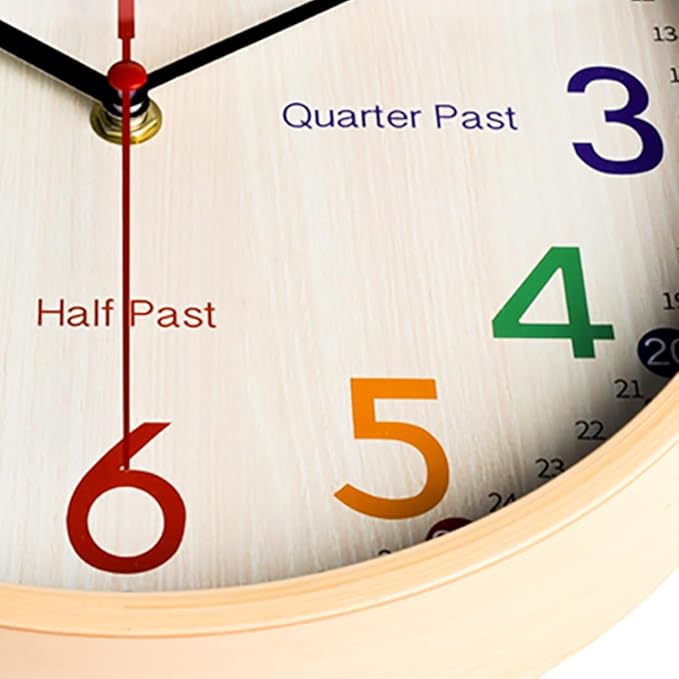 JoFomp Learning Clock for Kids | 10 inch Telling Time Teaching Wall Clock, Silent Non-Ticking Quartz Decorative Wall Clock for Teacher's Classrooms or Children's Bedrooms (Yellow)