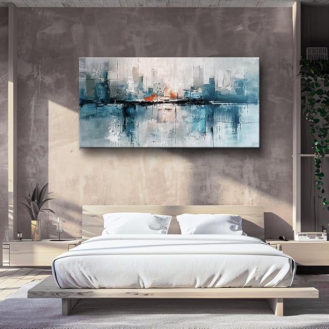 FUHAIHUA Canvas Wall Decor For Living Room Large Home Art For Office Bedroom Decoration Mural Abstract Painting Blue Pictures Prints Artwork Ready To Hang Aesthetic Decor 30x60 In