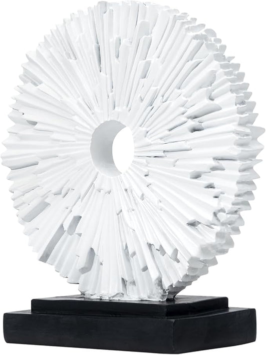 Abstract Statue for Home Decor,Office Desk Sculpture for Men,Creative Round Line Ornament for Bookshelf,Modern Decorative Sculpture,Bedroom,Livngroom,Table(White)